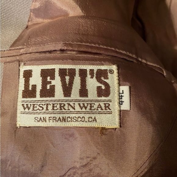 Levi’s Western Wear Vintage Mens Blazer Size 44L Tan Made In USA San Francisco - Picture 10 of 12